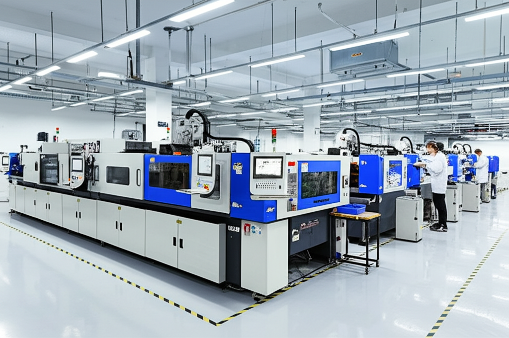 V.E.S. Innovations manufacturing facility with plastic injection molding equipment and quality control stations